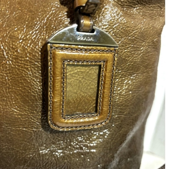 Prada Metallic gold Brown Leather crossbody Bag - Picture 5 of 9